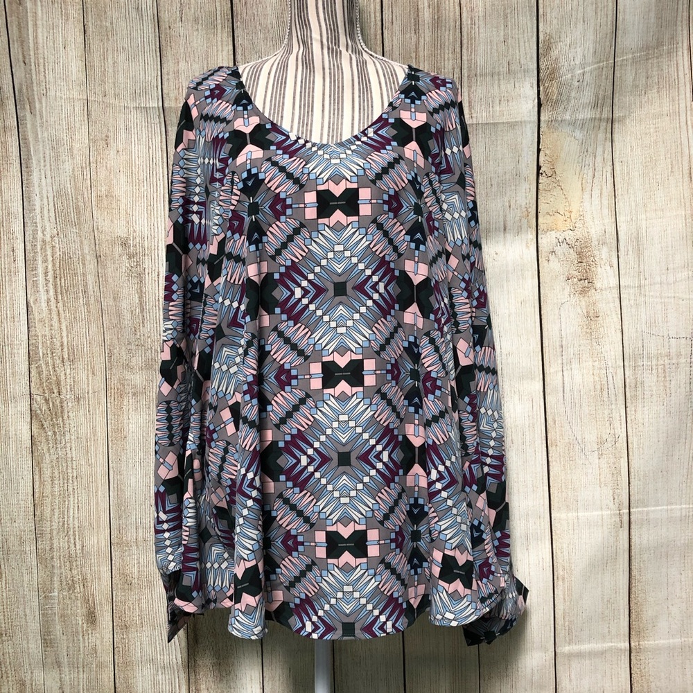 NWT Ashley Stewart 26/28 Business Casual Purple Print Blouse